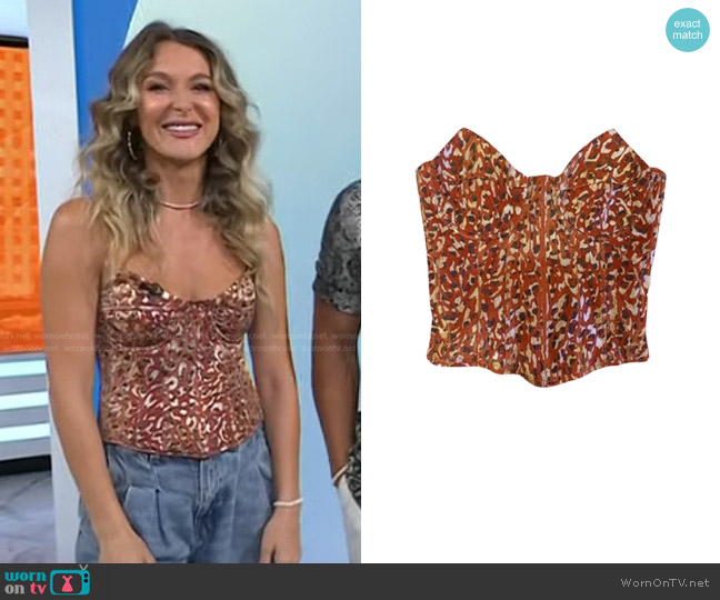 Pretty Little Thing Leopard Print Pointed Top Edge Corset Top worn by Alexa PenaVega on Today