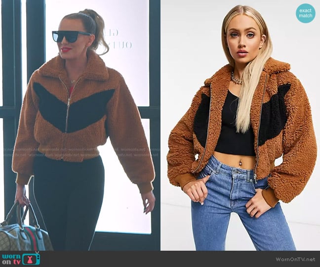 QED London Cropped Teddy Jacket worn by Whitney Rose on The Real Housewives of Salt Lake City