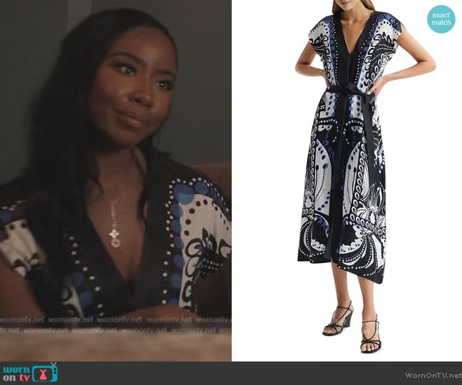 Reiss Freja Geometric Midi-Dress worn by (Nia Jervier) on The Chi