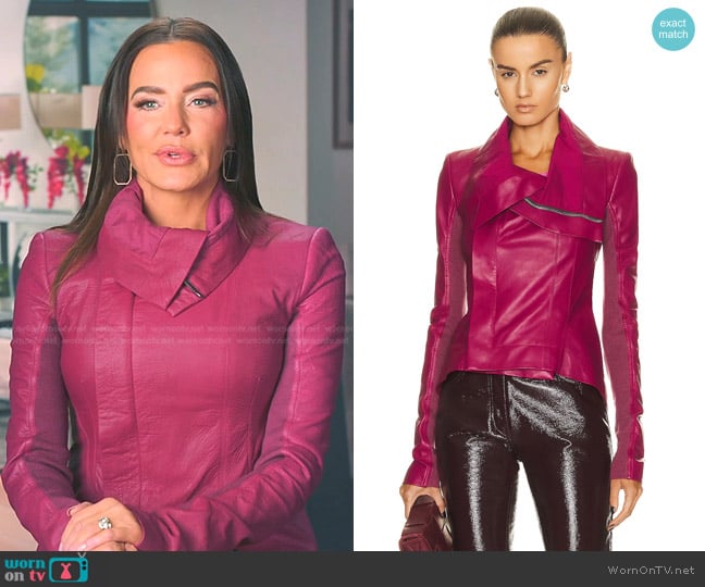 Rick Owens Biker Jacket in Fuchsia worn by Meredith Marks on The Real Housewives of Salt Lake City