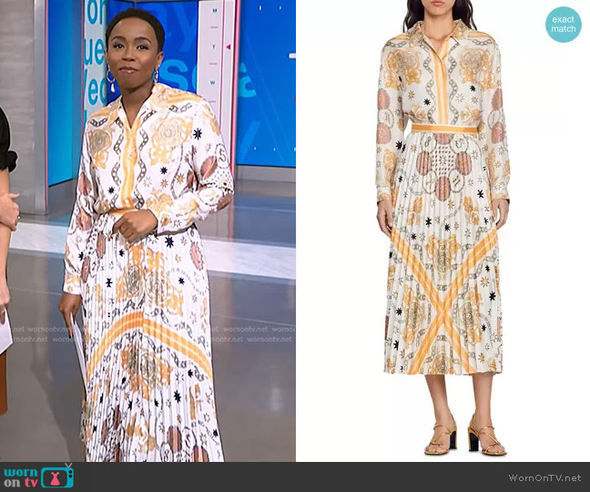 Sandro Gina Silk Scarf Print Blouse worn by Zinhle Essamuah on NBC News Daily