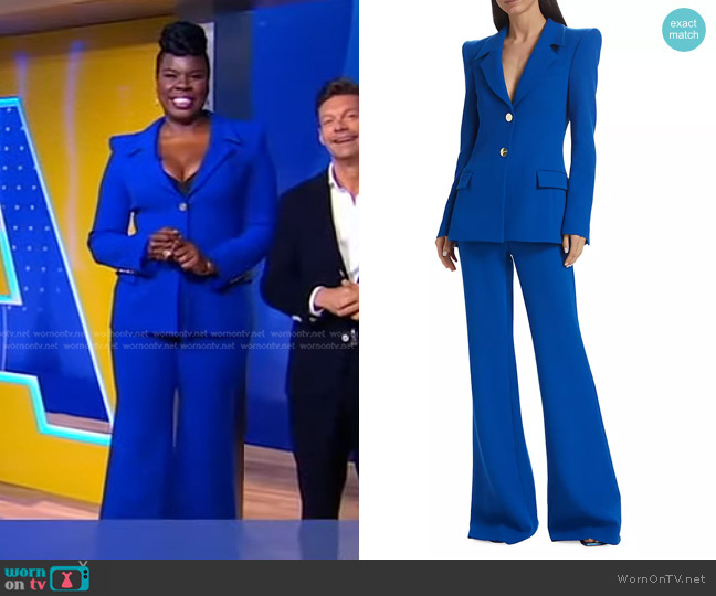 Sergio Hudson Single-Breasted Wool Jacket in Cobalt worn by Leslie Jones on Good Morning America