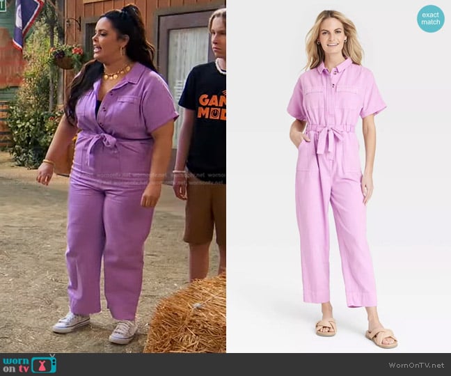 Universal Thread Short Sleeve Button-Front Boilersuit worn by Lou Hockhauser (Miranda May) on Bunkd