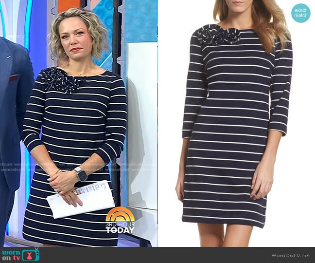 Eliza J Stripe Flower Detail Shift Dress worn by Dylan Dreyer on Today