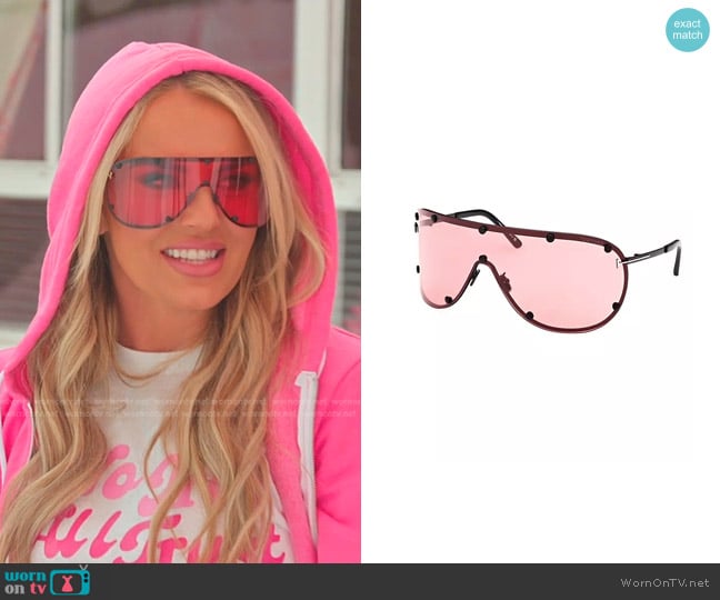 Tom Ford 70MM Shield Metal Sunglasses worn by Whitney Rose on The Real Housewives of Salt Lake City