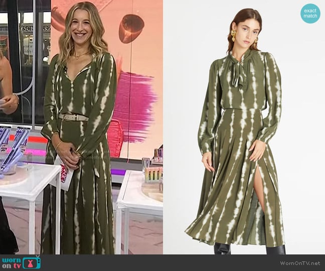 Tanya Taylor Rosalina Top in Olive Cream Multi worn by Andrea Lavinthal on Today