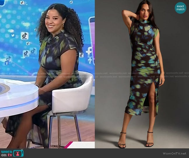 Anthropologie The Maya Ruched Cowl-Neck Dress - Mesh Edition worn by Arianna Davis on Today