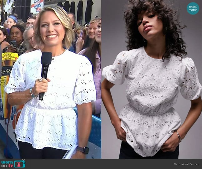 Topshop Eyelet Blouse in Ivory worn by Dylan Dreyer on Today