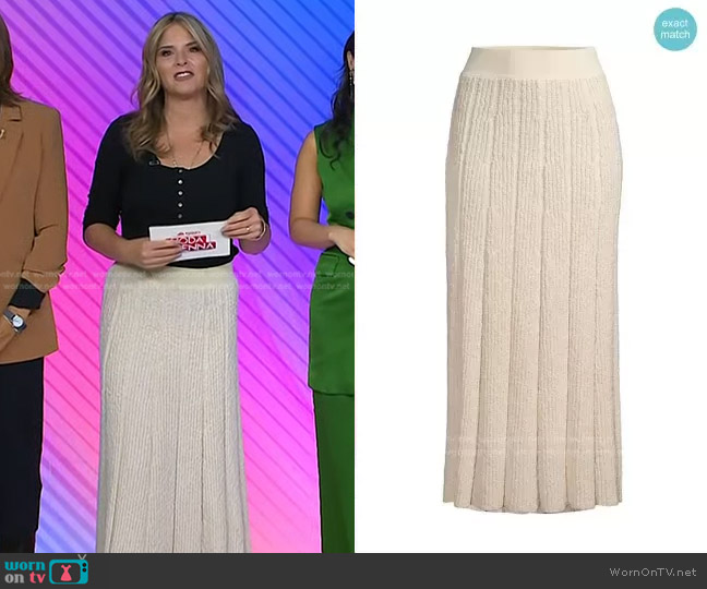 Tory Burch Rib-Knit Midi-Skirt worn by Jenna Bush Hager on Today