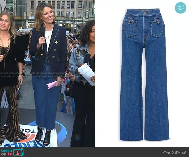 Veronica Beard Grant Wide-Leg Patch Pocket Jeans worn by Savannah Guthrie on Today