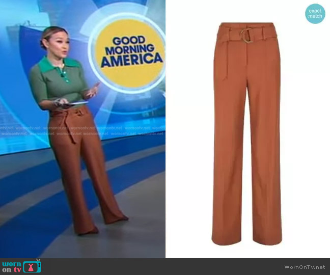 Veronica Beard Sunny Belted Pants worn by Eva Pilgrim on Good Morning America