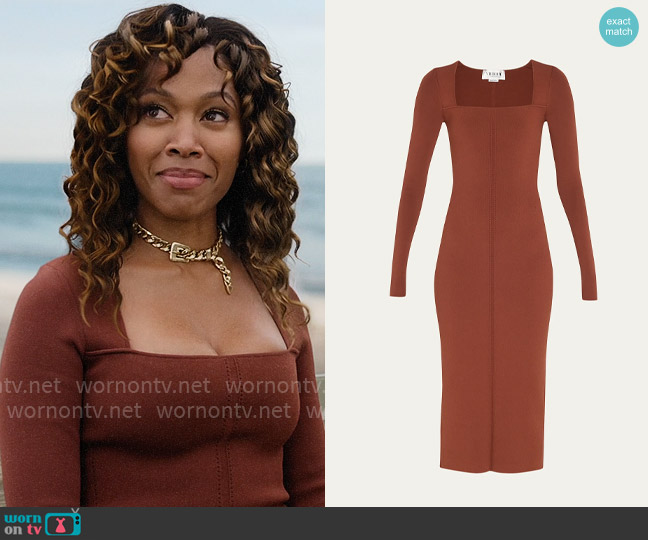Victoria Beckham VB Body Fitted Square Neck Midi Dress worn by Christina Hunter (Nicole Beharie) on The Morning Show