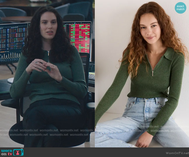 Z Supply Rico Half Zip Pullover worn by Eva Victor (Rian) on Billions