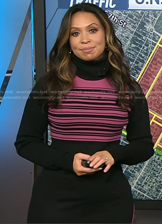 Adelle’s black and pink striped knit dress on Today