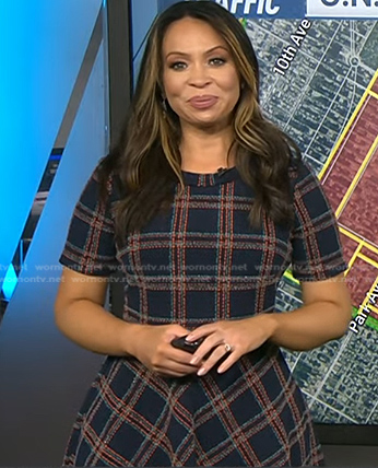 Adelle’s navy plaid dress on Today