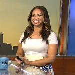 Adelle’s white printed asymmetric skirt on Today