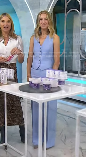 Andrea Lavinthal’s blue vest and pants on Today