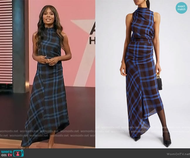 A.L.C. Iggy Asymmetric Mock Neck Dress worn by Zuri Hall on Access Hollywood