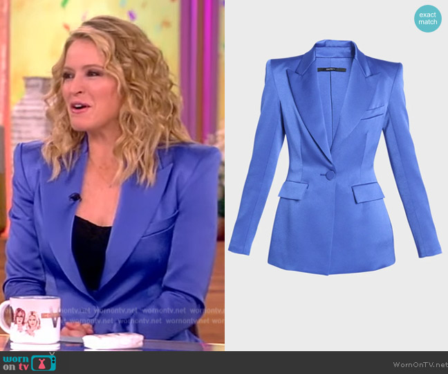 Alex Perry Aro satin-crepe blazer worn by Sara Haines on The View