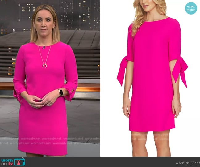 Alex Wilson Rack WornOnTV: Alex Wilson’s pink tie cuff mini dress on CBS Evening News ...