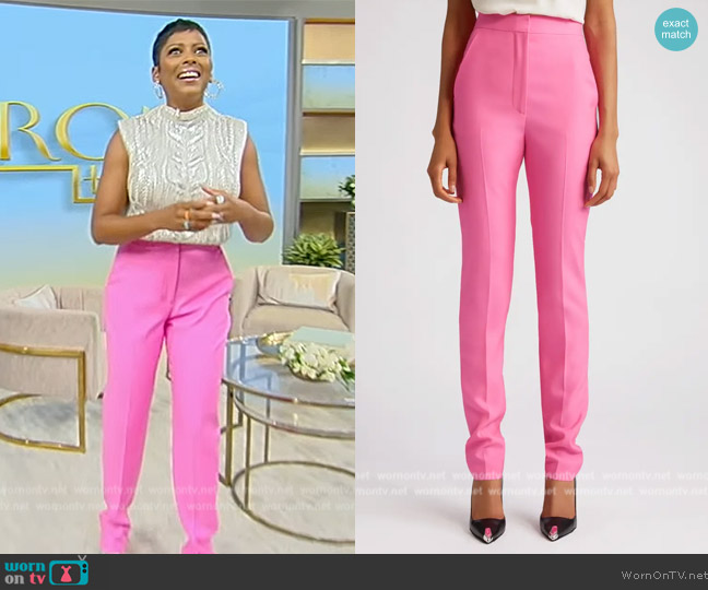 Alexander McQueen High Waist Straight Leg Sartorial Wool Cigarette Pants worn by Tamron Hall on Tamron Hall Show
