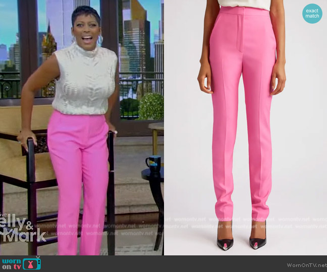 Alexander McQueen High Waist Straight Leg Sartorial Wool Cigarette Pants worn by Tamron Hall on Live with Kelly and Mark