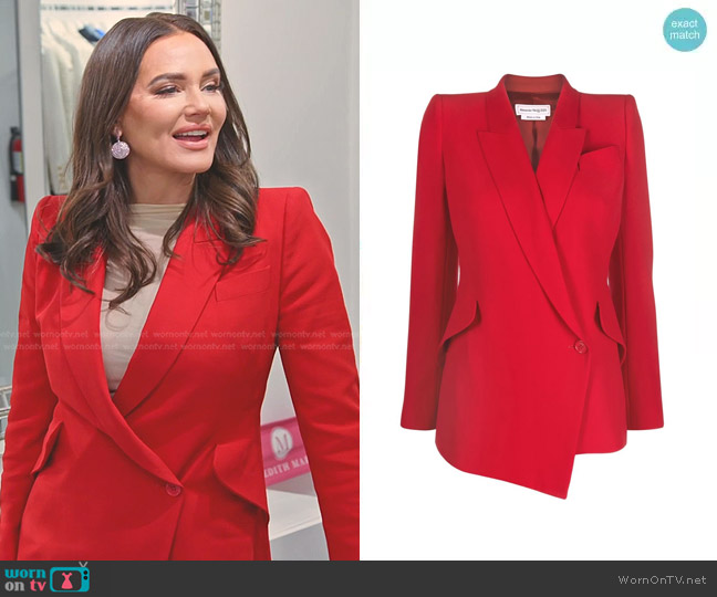 Alexander McQueen Asymmetric Single-Breasted Blazer worn by Meredith Marks on The Real Housewives of Salt Lake City