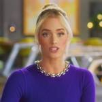 Alexandra’s purple chain neck confessional blouse on Selling the OC