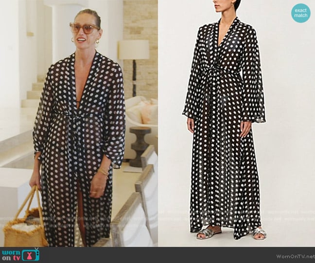 Alexandra Miro Betty Striped Cotton Midi Dress worn by Jenna Lyons on The Real Housewives of New York City