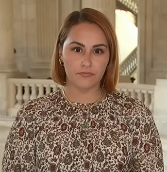 Ali Vitali’s beige floral top on NBC News Daily
