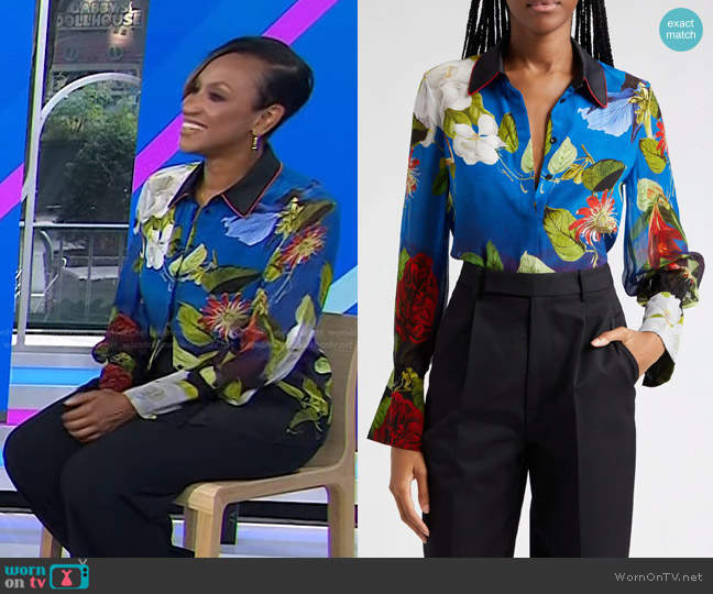 Alice + Olivia Wan Floral-Print Blouse in Lunch Date worn by Dr. Anita Phillips on Today