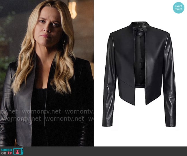 Alice + Olivia Harvey Open Leather Jacket worn by Bradley Jackson (Reese Witherspoon) on The Morning Show