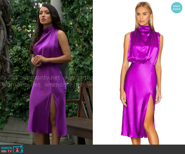 Amanda Uprichard Franny Dress in Freesia worn by Audra Charles (Zuleyka Silver) on The Young and the Restless