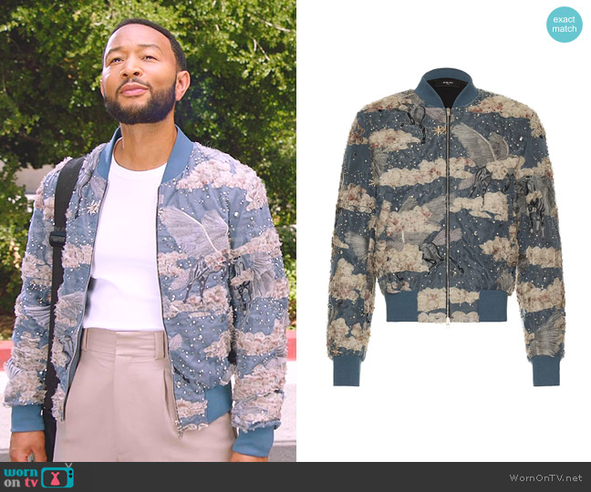 Amiri Shrunken Bomber Jacket worn by John Legend on The Voice