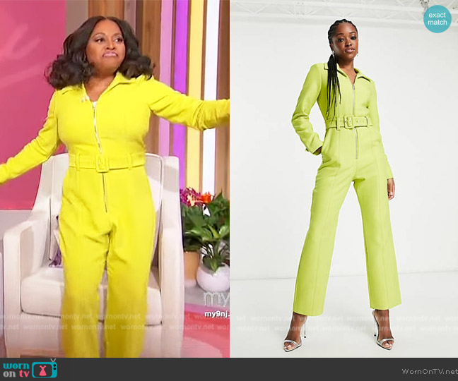 & Other Stories Belted jumpsuit in lime green worn by Sherri Shepherd on Sherri