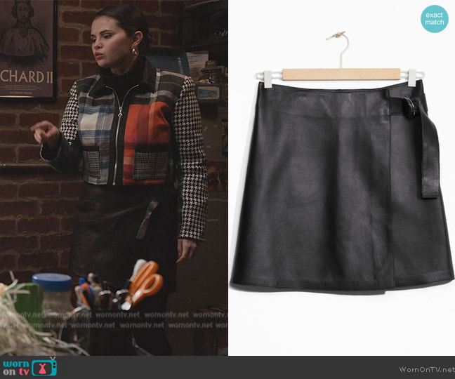 & Other Stories Wrap Leather Skirt worn by Mabel Mora (Selena Gomez) on Only Murders in the Building