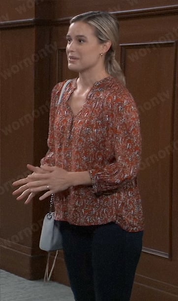Andrea’s red printed top on General Hospital