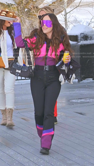 Angie’s colorblock skit suit on The Real Housewives of Salt Lake City