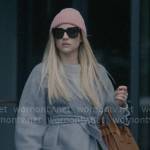 Anna’s grey wrap coat, brown bag, sunglasses and boots on American Horror Story Delicate