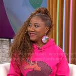 April Showers’ pink Afro Unicorn hoodie on CBS Mornings