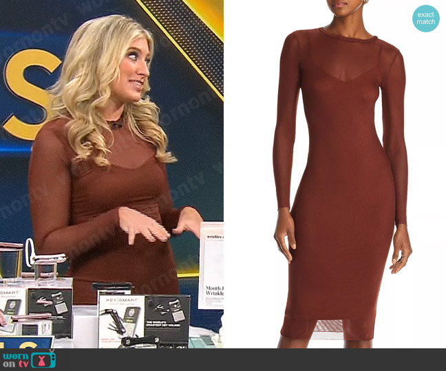 Aqua Mesh Bodycon Midi Dress worn by Ashley Bellman on CBS Mornings