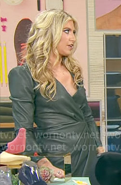 Ashley Bellman’s green leather dress on CBS Mornings