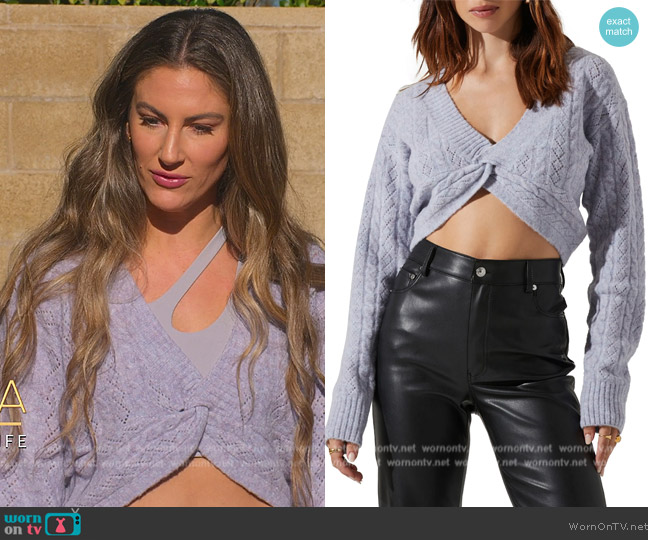 ASTR the Label Knot Front Crop Sweater worn by (Lisa) on Selling the OC