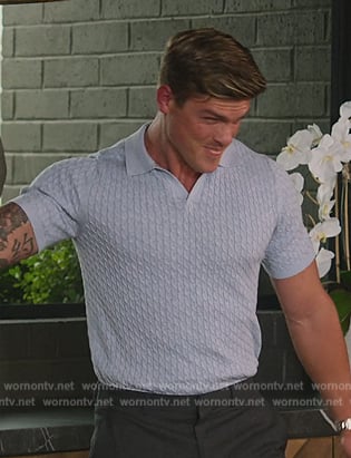 Austin’s blue textured polo on Selling the OC