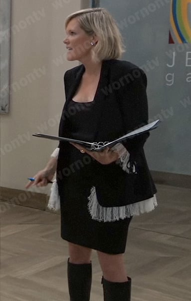 Ava’s black lace trim blazer on General Hospital