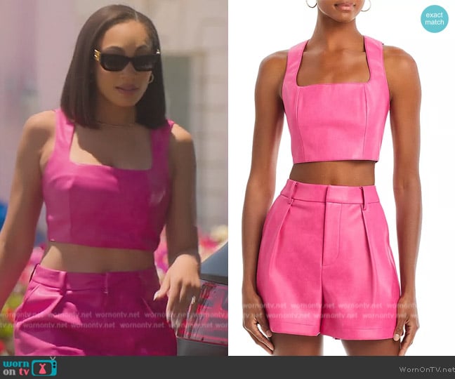 Avec Les Filles Square Neck Faux Leather Crop Top worn by Brandi Marshall (Brandi Marshall) on Selling the OC