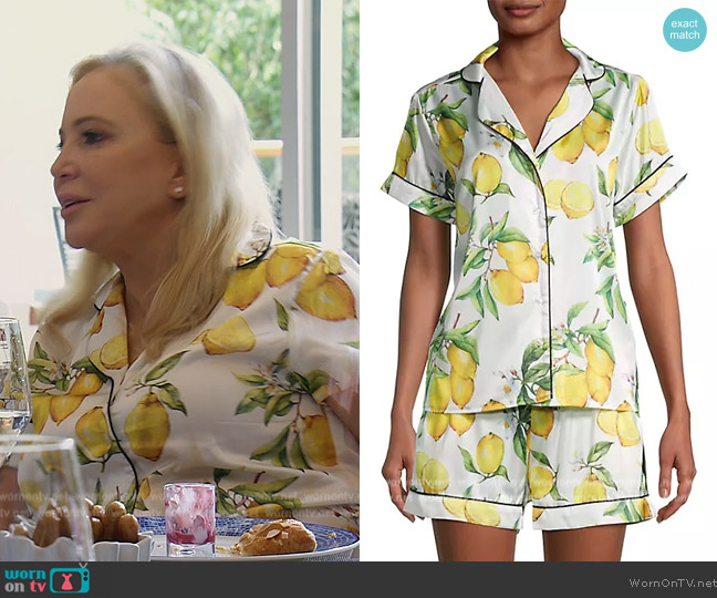 Averie Sleep Two-Piece Citrus Print Short Pajama Set worn by Shannon Beador on The Real Housewives of Orange County