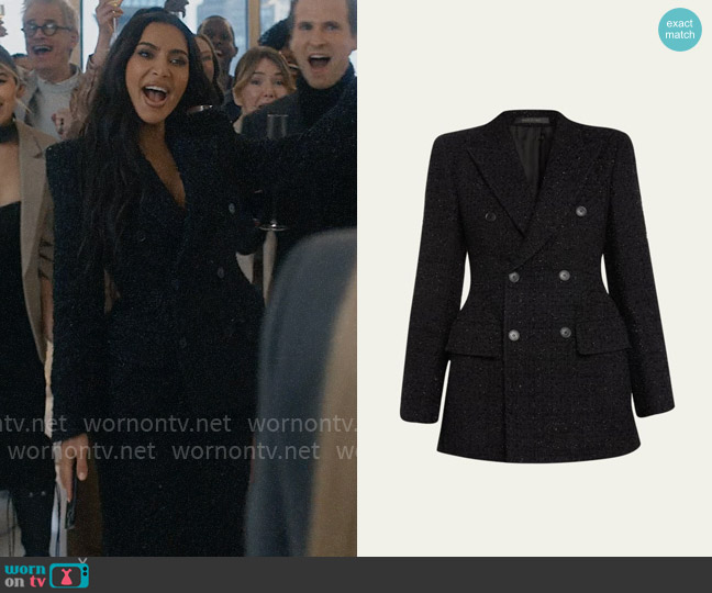 Balenciaga Tweed Hourglass Blazer Jacket worn by Siobhan Corbyn (Kim Kardashian) on American Horror Story