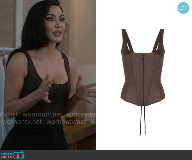 Balenciaga Zip Up Corset Top worn by Siobhan Corbyn (Kim Kardashian) on American Horror Story