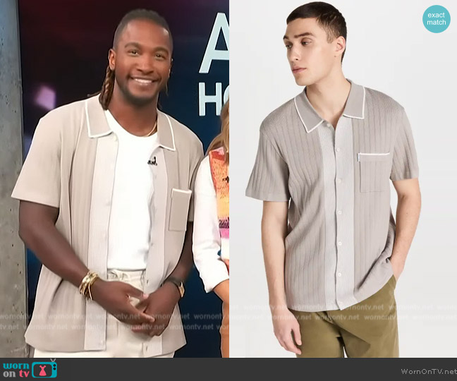 Bank Journal Alfie Short Sleeve Knit Shirt worn by Scott Evans on Access Hollywood